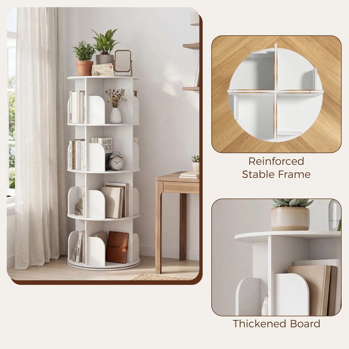 MCQ Rotating Open Cube Bookshelf With Modern Storage Design