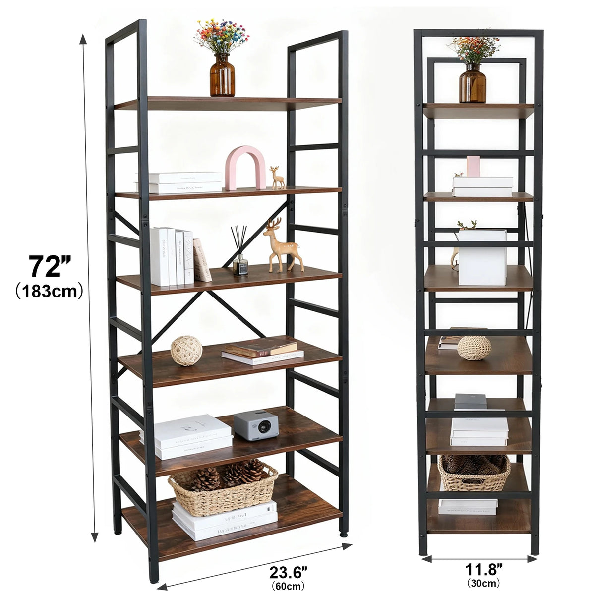 Modern Metal 5 Tier Corner Bookshelf Office Storage Rack