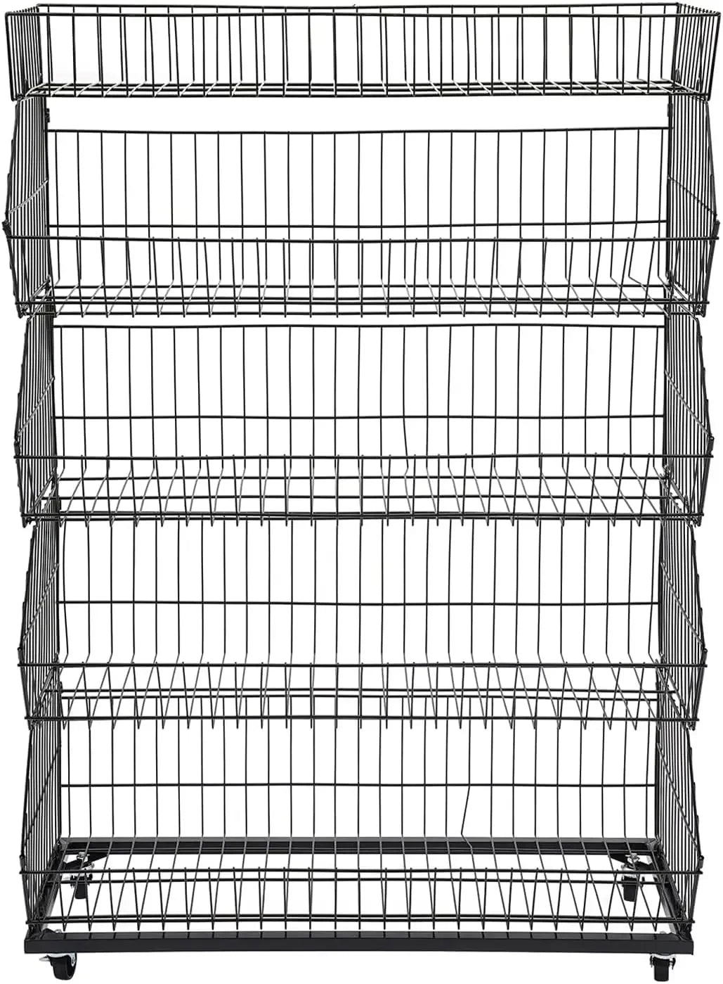 Five Tier Mobile Wire Steel Storage Shelf For Retail And Home