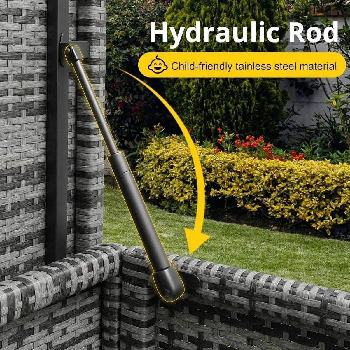 HiMISS Outdoor Waterproof Wicker Patio Storage Trunk With Steel Frame
