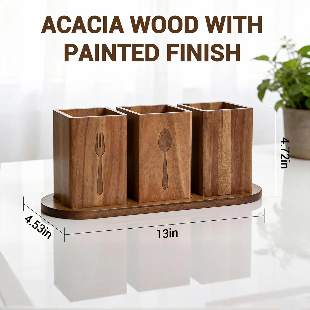 Garvee Acacia Wood Kitchen Utensil Holder Organizer