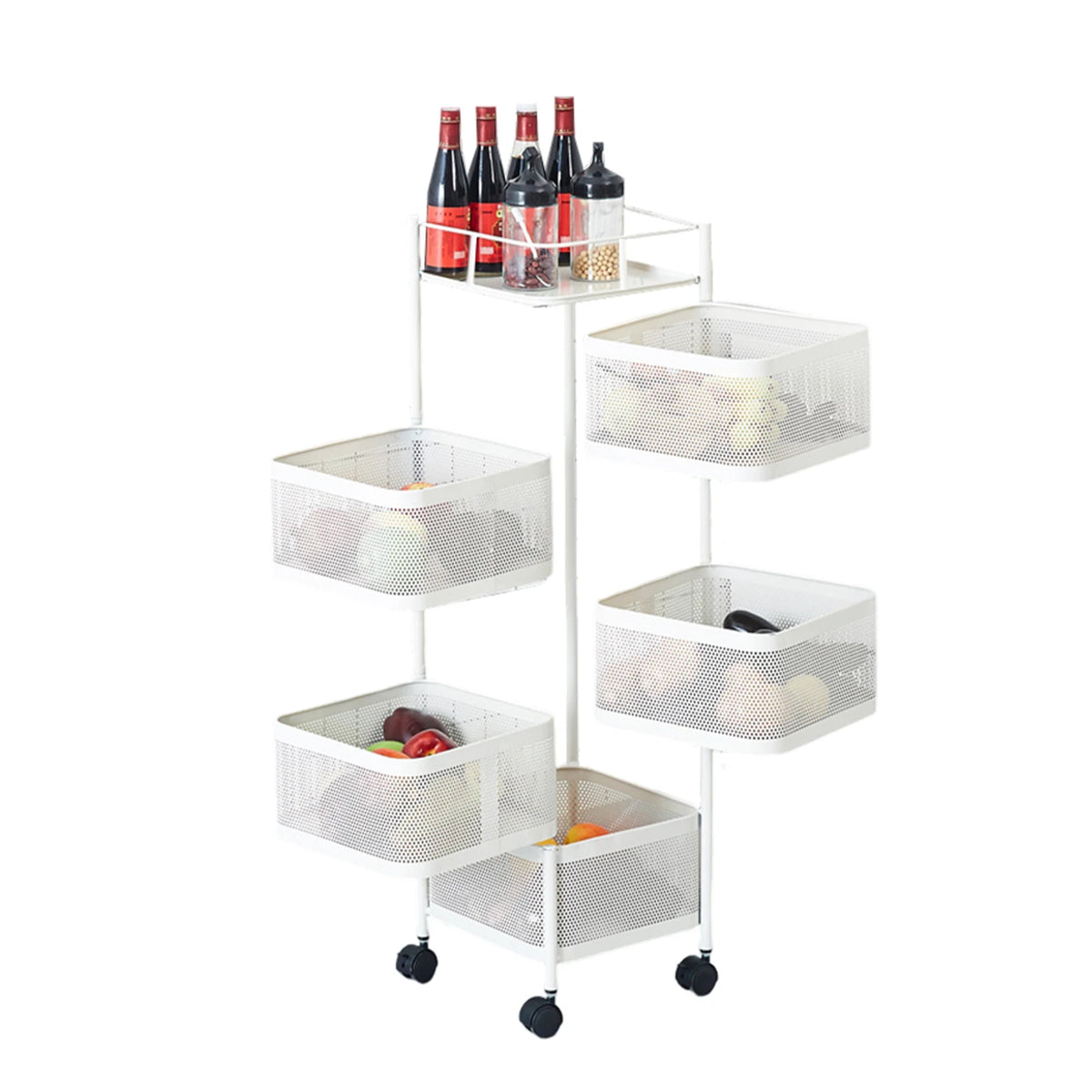 HobbyLane Five Layer Rotatable Carbon Steel Trolley Storage Rack