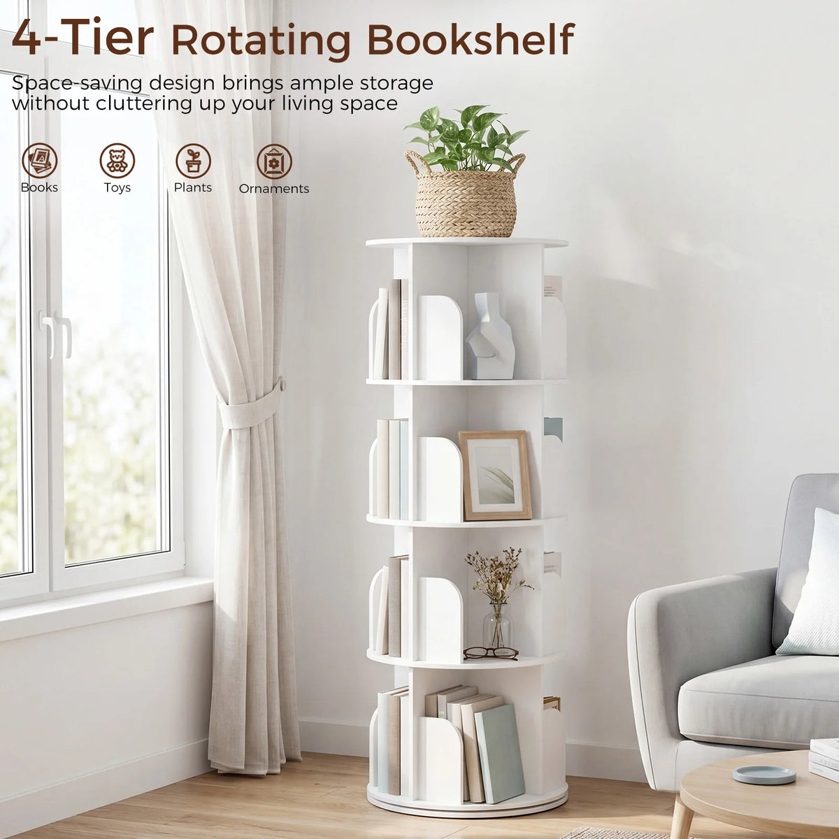 MCQ Rotating Open Cube Bookshelf With Modern Storage Design