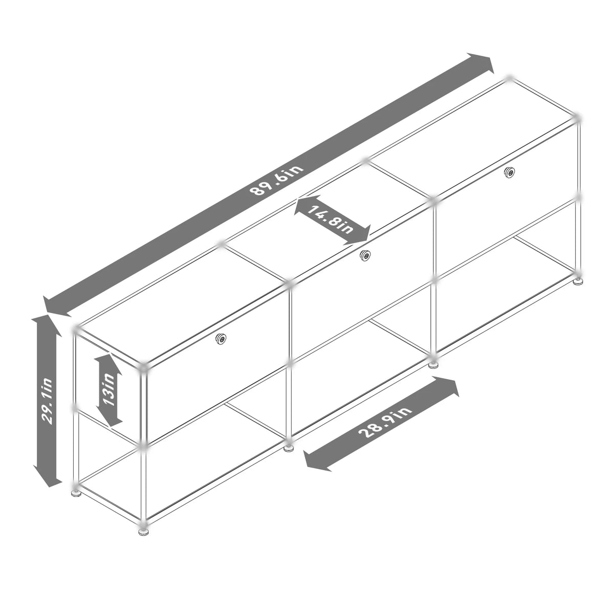 Modern Stainless Steel Storage Cabinet TV Stand Console Organizer