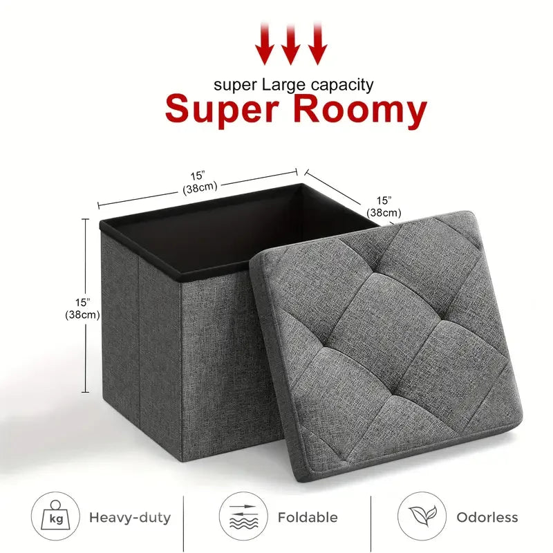 Foldable Storage Ottoman Bench For Indoor And Outdoor Use